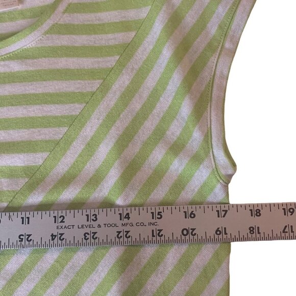 Chico's Linen Blend Stripe Patchwork Tie Short Sleeve Top Women’s Size Small - Picture 7 of 10